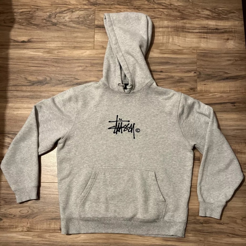 Stussy Stock Logo hoodie grey size small